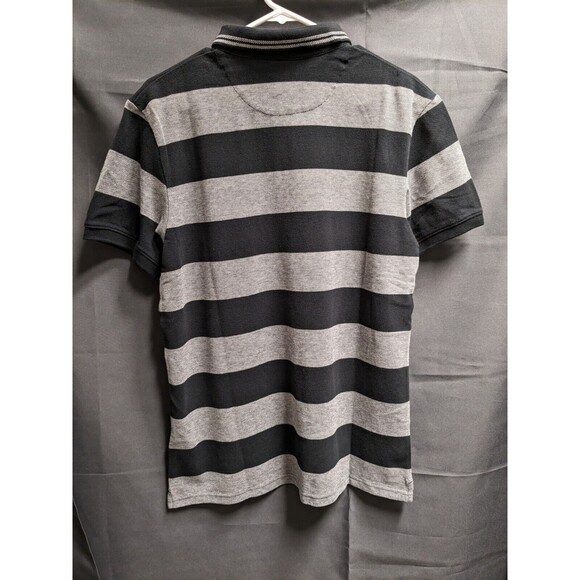 Timberland Black Grey Wide Striped Cotton Polo Shirt Men Size Large Nwt - Picture 2 of 6